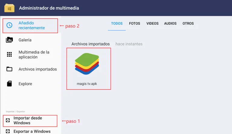 Importar el Archivo APK Importar el Archivo APK